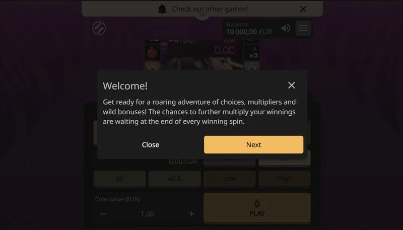 Lion Zama Fruits Bonus Spins - klasik meyve sembolleri ve 777 ile aktif oturum
